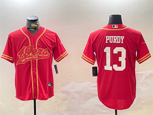 Mens San Francisco 49ers #13 Brock Purdy Red Cool Base Stitched Baseball Jersey